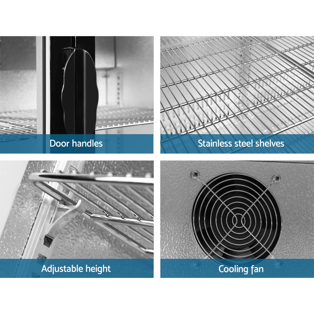 Devanti 198L Bar Fridge Dual Glass Door w/Light Black - Whisk Hospitality - BF-E-198L-BK