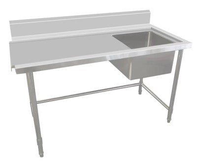 Inlet Bench - Single Sink with Splashback & Leg Brace - Inlet on Left - Sink on Right / 700 / ASSD-1870LR - Whisk Hospitality - 631107