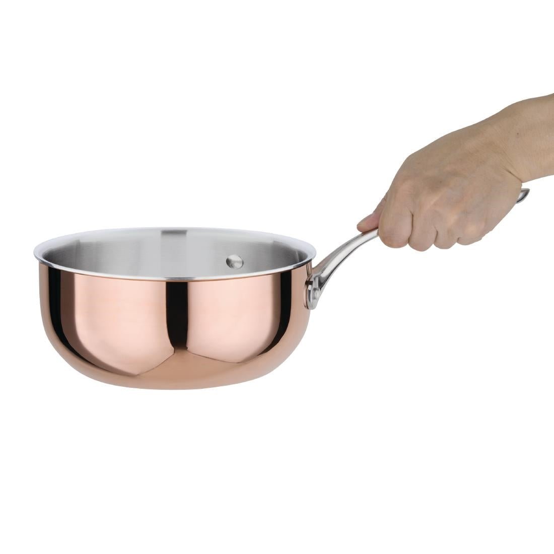 Vogue Tri-Wall Copper Flared Saute Pan - 200x90mm CM677 - Whisk Hospitality - CM677