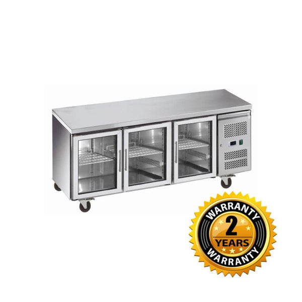 Exquisite Three Glass Door Underbench Fridge - USC400G - Whisk Hospitality - USC400G