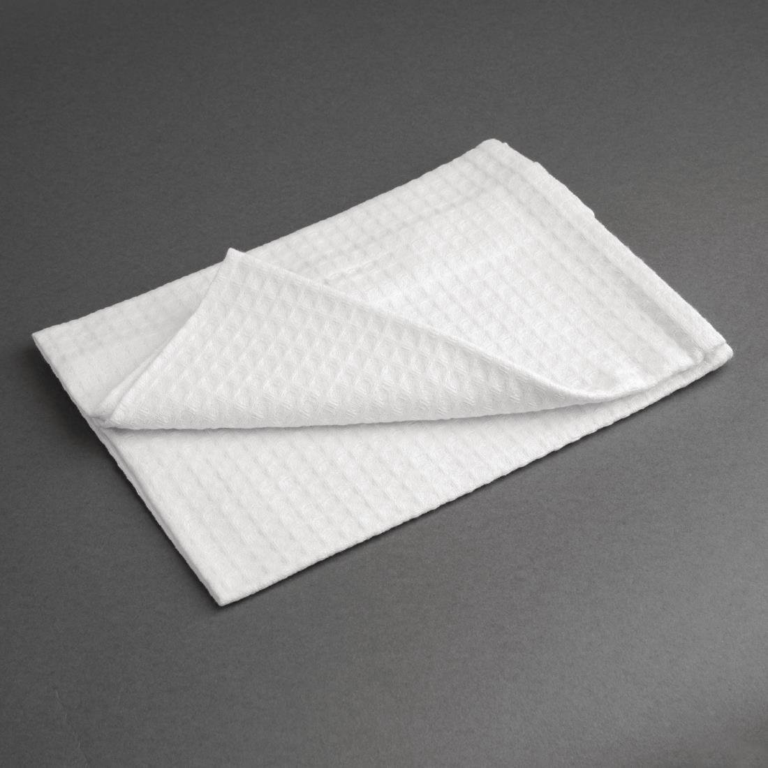 Vogue Cloths White Honeycomb Weave - 762x508 mm (Pack 10) CC598 - Whisk Hospitality - CC598