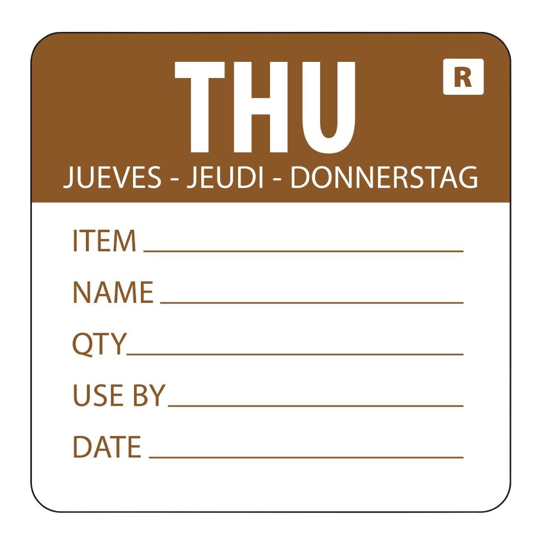 Hygiplas Day Of the Week Removable Food Prep Label Thursday 2'' (Roll 500) L069 - Whisk Hospitality - L069
