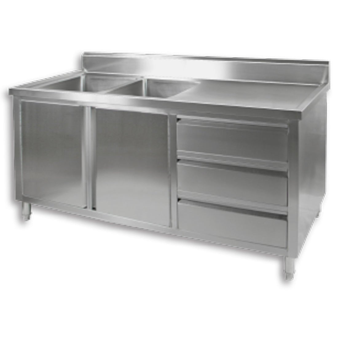 DSC - 1800L - H KITCHEN TIDY CABINET WITH DOUBLE LEFT SINKS - Whisk Hospitality - DSC-1800L-H