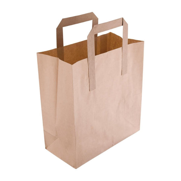 Fiesta Recyclable Brown Paper Bag with Handles Small (Pack 250) CS351 - Whisk Hospitality - CS351