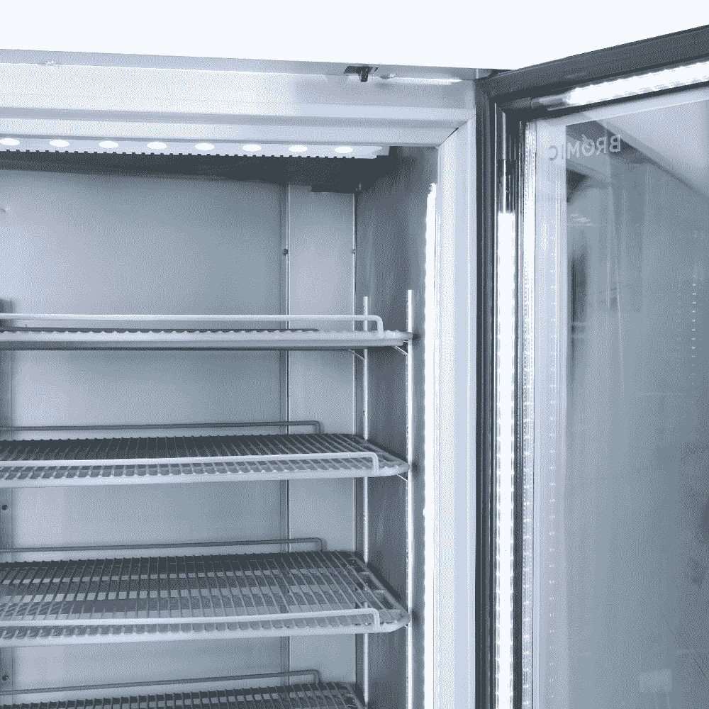 Bromic Upright Display Fridge - 1082L - 2 Door - Flat Glass - Lightbox - Silver - Whisk Hospitality - GM1100LS-NR