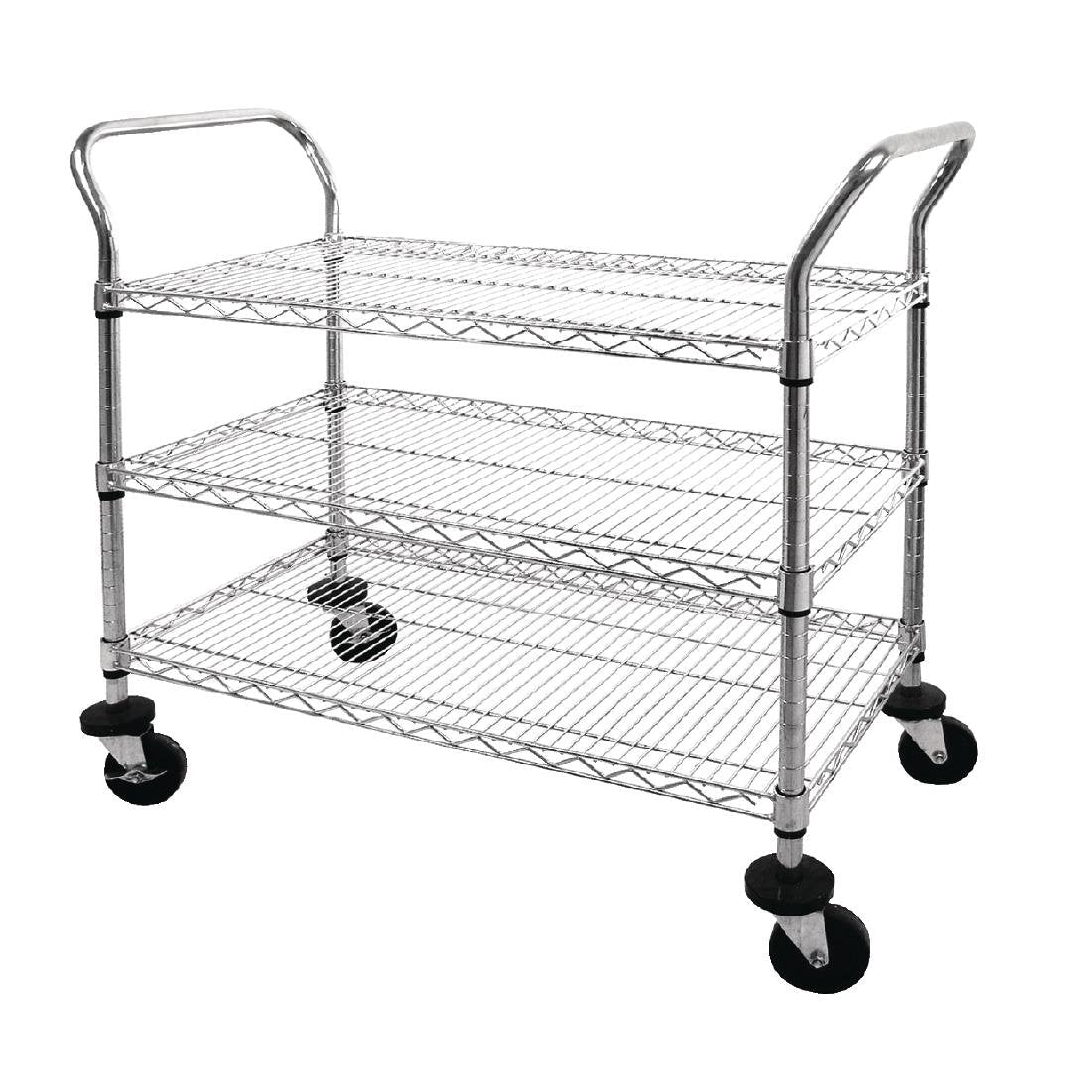 Vogue 3 tier Chrome Wire Trolley - 910x457x960mm 37 3/4x18x3 3/4" CC432 - Whisk Hospitality - CC432