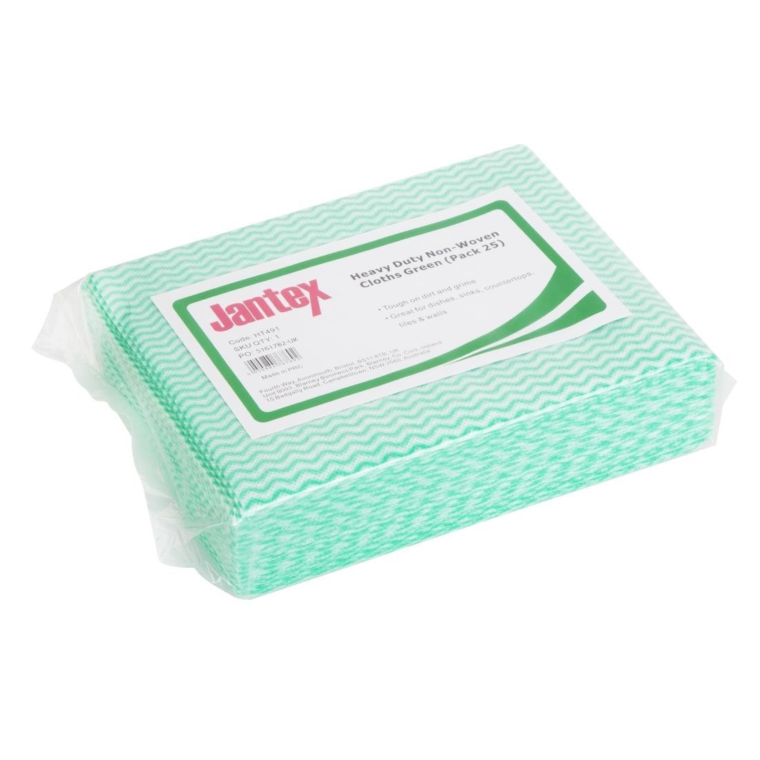 Jantex Heavy Duty Non - Woven Cloths Green (Pack 25) HT491 - Whisk Hospitality - HT491