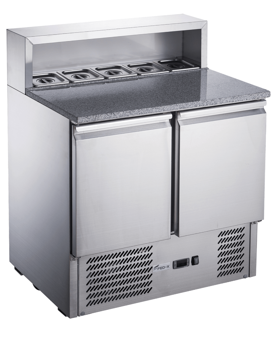 FED - X Two Door Salad Prep Fridge with Marble Top - XGNS900E - Whisk Hospitality - XGNS900E
