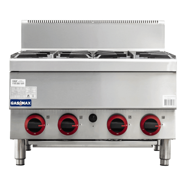 GASMAX Benchtop Natural Gas 4 Burner Cooktop w/ Splashback JUS-TR-4B - Whisk Hospitality - JUS-TR-4B
