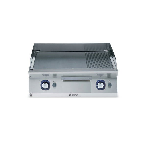 Electrolux 700XP Gas Griddle Plate with Smooth/Ribbed Brushed Chrome Plate 800mm E7IIMAAOMEA - Whisk Hospitality - E7IIMAAOMEA