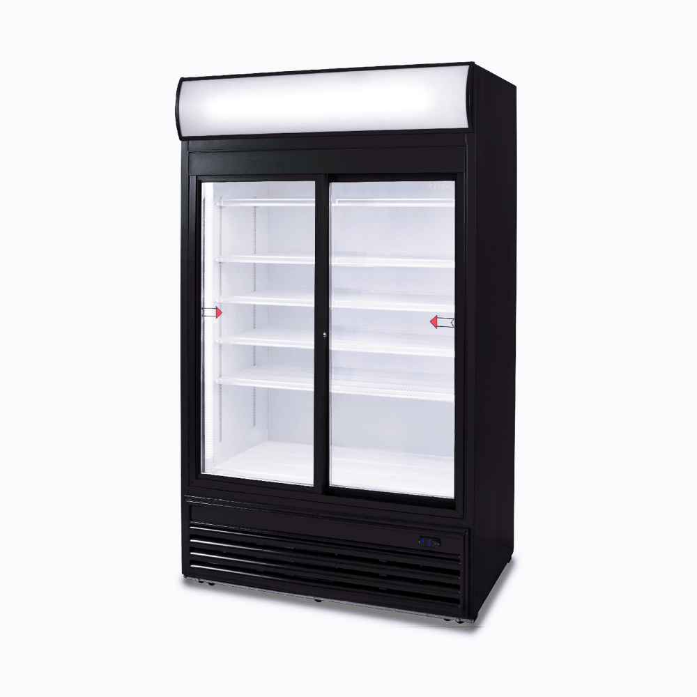 Bromic Upright Display Fridge - 945L - 2 Doors - Sliding - Flat Glass - Lightbox - Whisk Hospitality - GM0980LS-NR