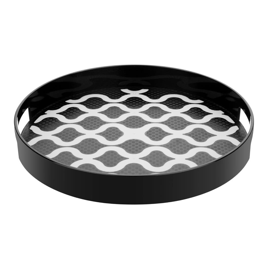 Olympia Kristallon PC Round Non Slip Tray with Handles 300mm DP664 - Whisk Hospitality - DP664