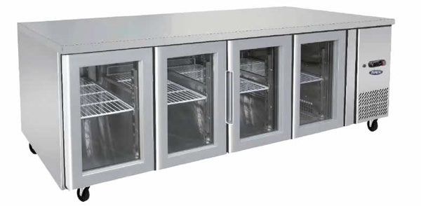 Atosa GLASS FOUR DOOR COOLING FRIDGE TABLE 2230 MM EPF3741 - Whisk Hospitality - EPF3741