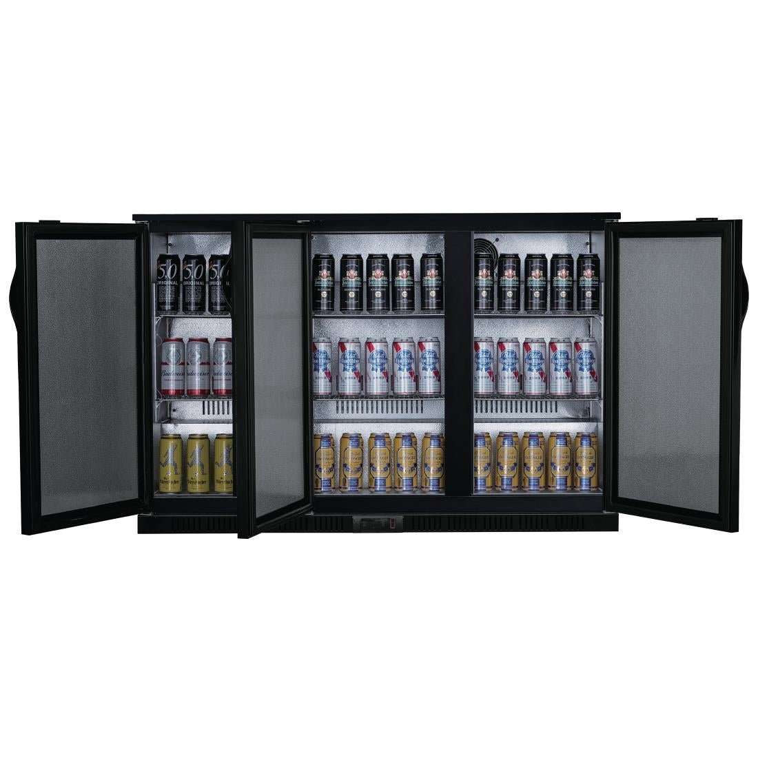 Polar G - Series Back Bar Cooler with Triple Solid Hinged Doors Black - 850mm GE999 - A - Whisk Hospitality - GE999-A