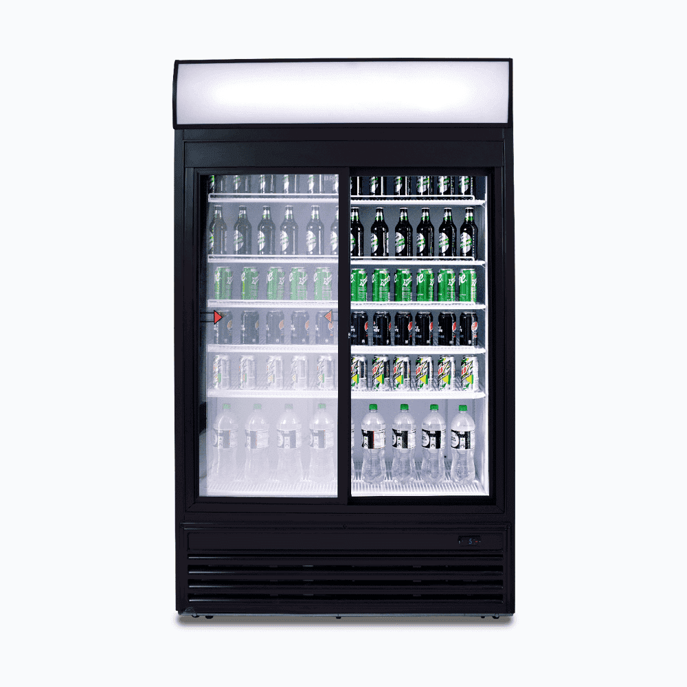 Bromic Upright Display Fridge - 945L - 2 Doors - Sliding - Flat Glass - Lightbox - Whisk Hospitality - GM0980LS-NR