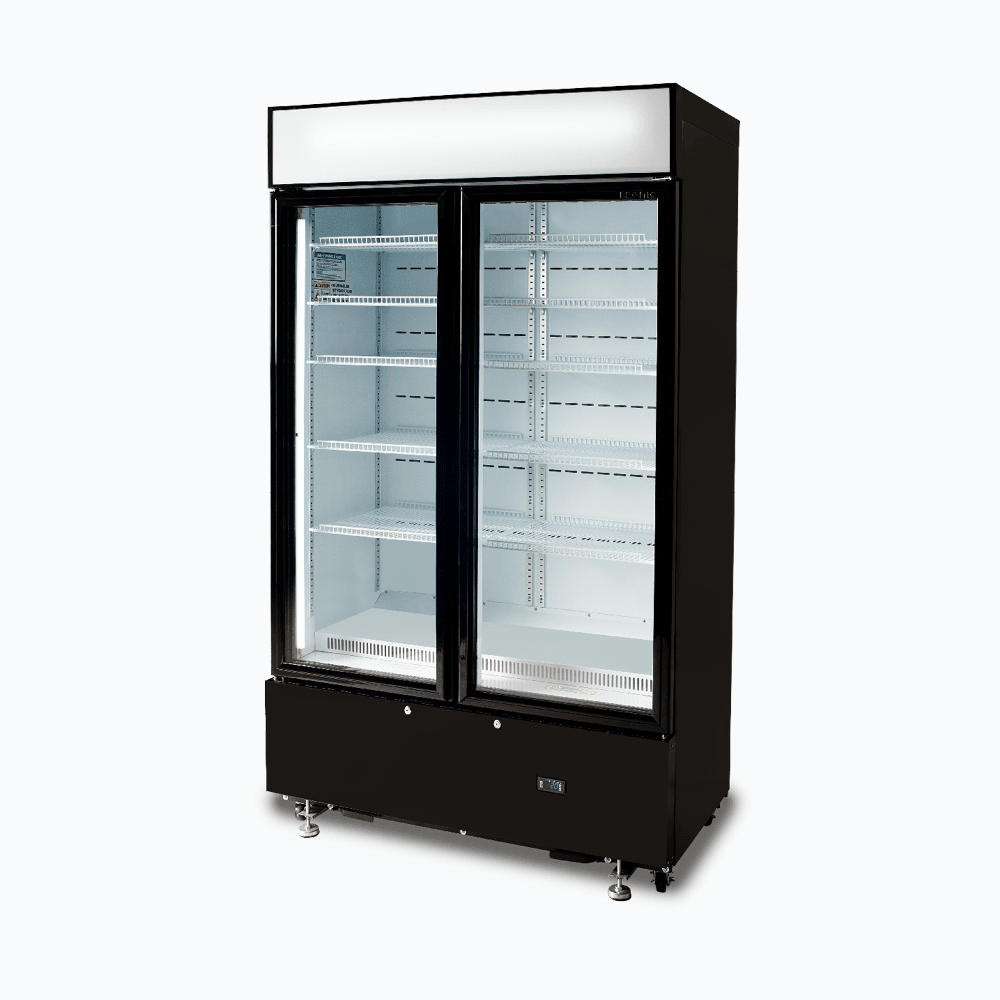 Bromic Upright Display Fridge - 960L - 2 Doors - Flat Glass - Cassette - Black - Whisk Hospitality - GM1000LBCAS