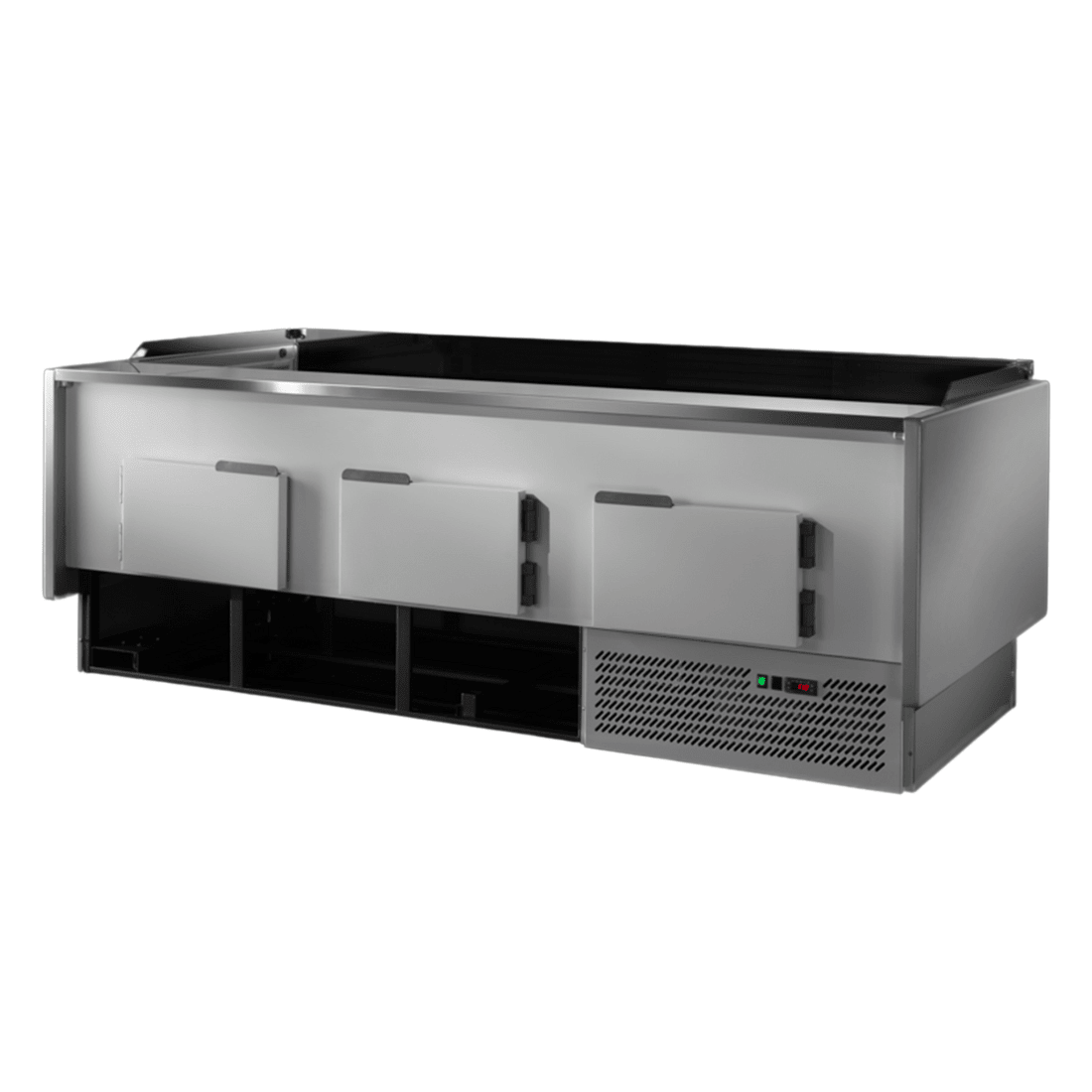 Tecnodom Serie MR80 Black 2000mm Self - serving Deli Display with Storage and Castors - TDMR - 0820SELF - Whisk Hospitality - TDMR-0820SELF