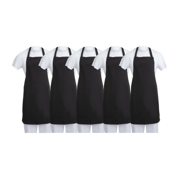 Whites Bib Apron Polycotton Black - A279 (Pack 5) SA816 - Whisk Hospitality - SA816