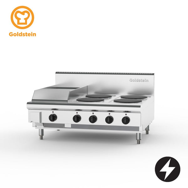 PEB12G4S-X | Electric Cooktop, 4 Solid Plates & 289mm Griddle - Whisk Hospitality - PEB12G4S-X