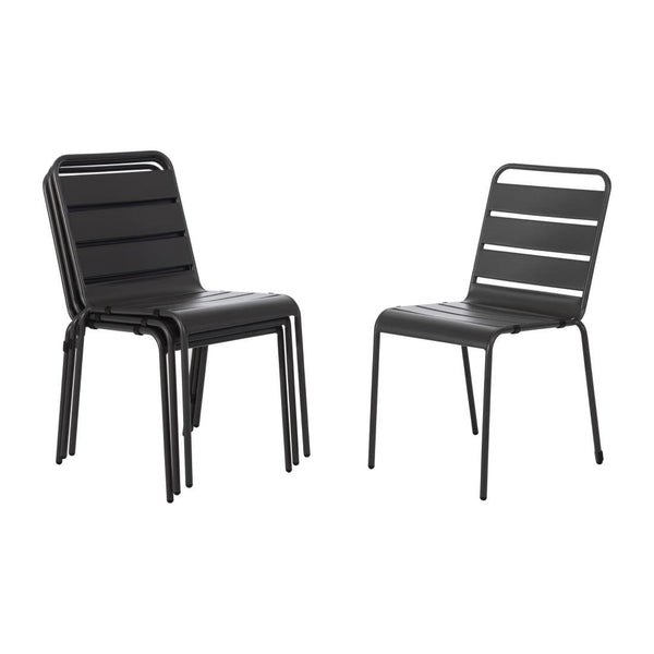 Bolero Slatted Steel Side Chair Grey (Pack 4) CS727 - Whisk Hospitality - CS727
