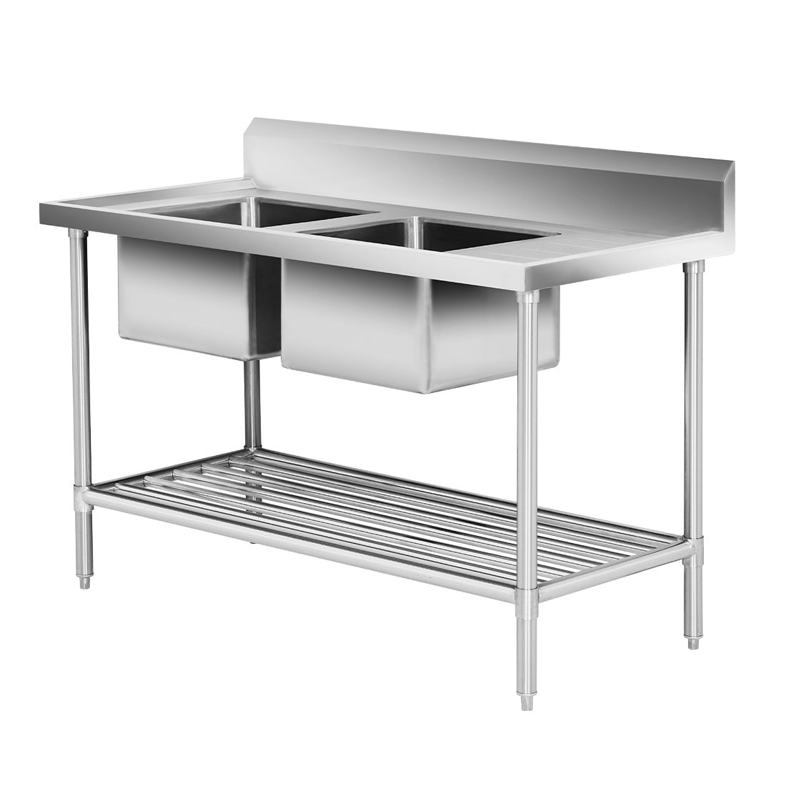 Double Left Sink Bench with Pot Undershelf DSB7 - 1500L/A - Whisk Hospitality - DSB7-1500L/A