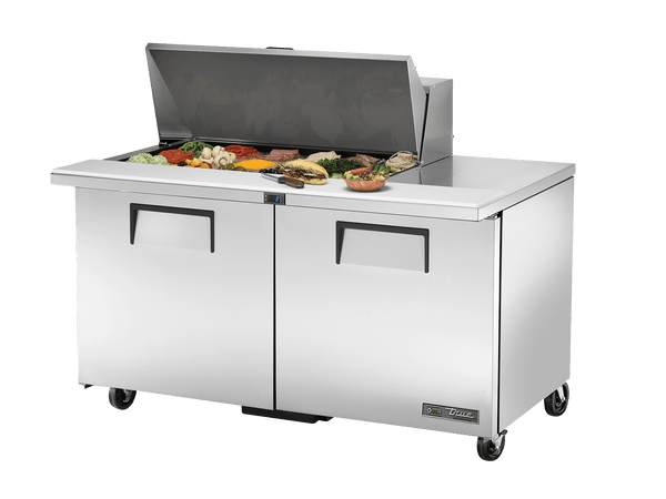 True Refrigeration Prep Table 18x 1/6 Top Pans 2 Solid Swing Doors Removable lids - TSSU - 60 - 18M - B - HC - Whisk Hospitality - TSSU-60-18M-B-HC