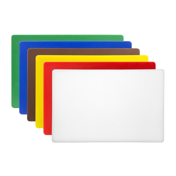 Hygiplas Thick Low Density Set of 6 Chopping Board Set 450x300x20mm S677 - Whisk Hospitality - S677
