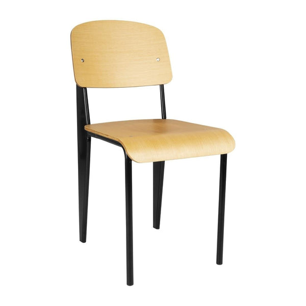 Bolero Wooden Dining Chair with Black Steel Frame (Pack 4) DM338 - Whisk Hospitality - DM338