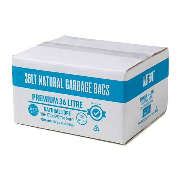 Jantex Kitchen Tidy Food Safe Garbage Bag Clear - 36Ltr (Box 50) FL884 - Whisk Hospitality - FL884