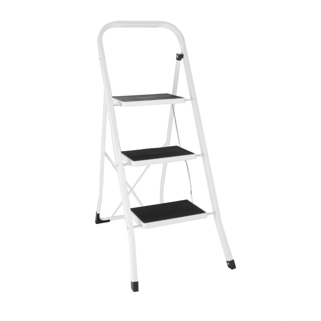 Vogue 3 Tread Folding Step Stool White - 1150x460x30mm F019 - Whisk Hospitality - F019