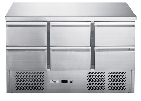 FED - X Six Drawer Compact Workbench Fridge - XGNS1300 - 6D - Whisk Hospitality - XGNS1300-6D