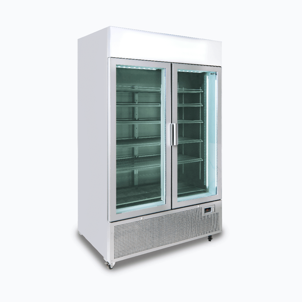 Bromic Upright Display Fridge - 1082L - 2 Door - Flat Glass - Lightbox - Silver - Whisk Hospitality - GM1100LS-NR