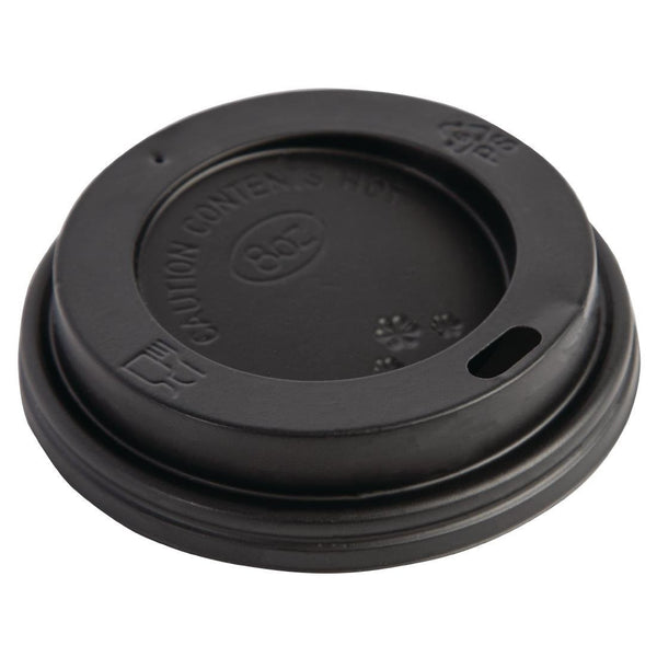 Fiesta Recyclable Lid For Hot Cups - Black - 225ml (Pack 50) CW715 - Whisk Hospitality - CW715
