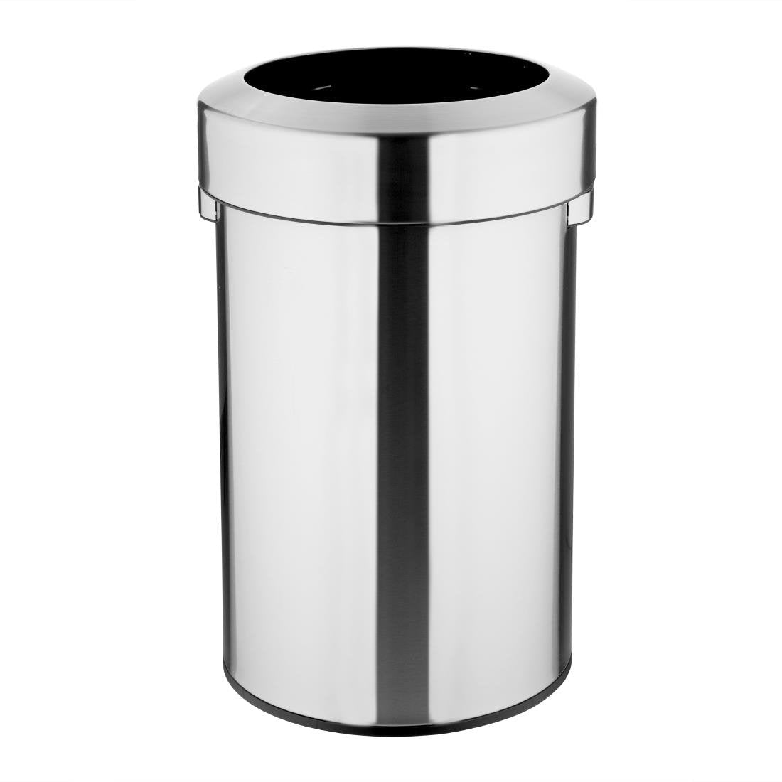 Bolero Brushed Steel Bin with Open top Lid 70ltr HT460 - Whisk Hospitality - HT460