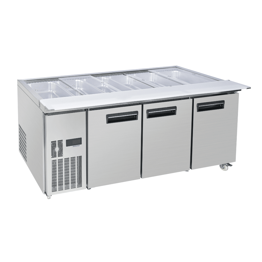 Thermaster Three Door Cold Bench Salad Station 6x1/1 GN Pans PG210FA - XB - Whisk Hospitality - PG210FA-XB