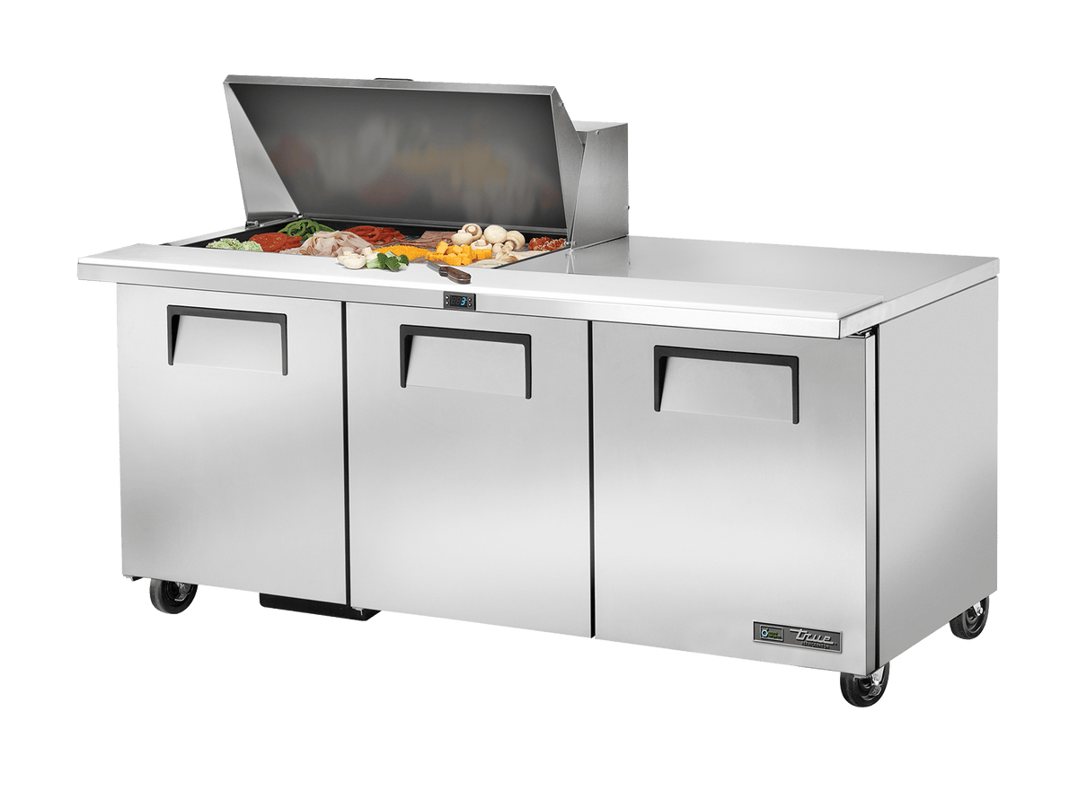 True Refrigeration Prep Table 15x 1/6 Top Pans 3 Solid Swing Doors - TSSU - 72 - 15M - B - HC - Whisk Hospitality - TSSU-72-15M-B-HC