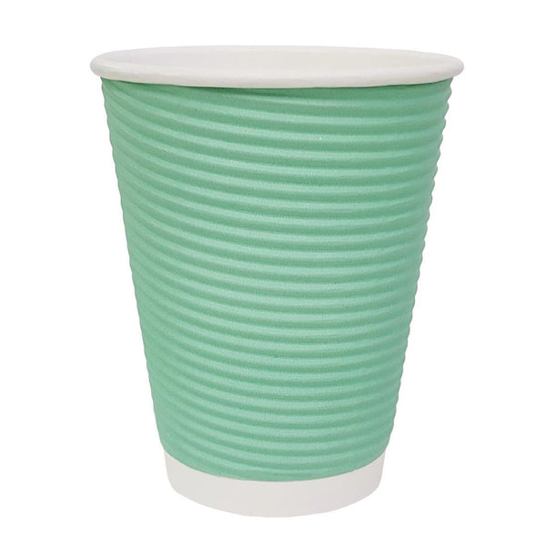 Fiesta Recyclable Hot Cup Ripple Wall Aqua 340ml (Box 500) GP422 - Whisk Hospitality - GP422