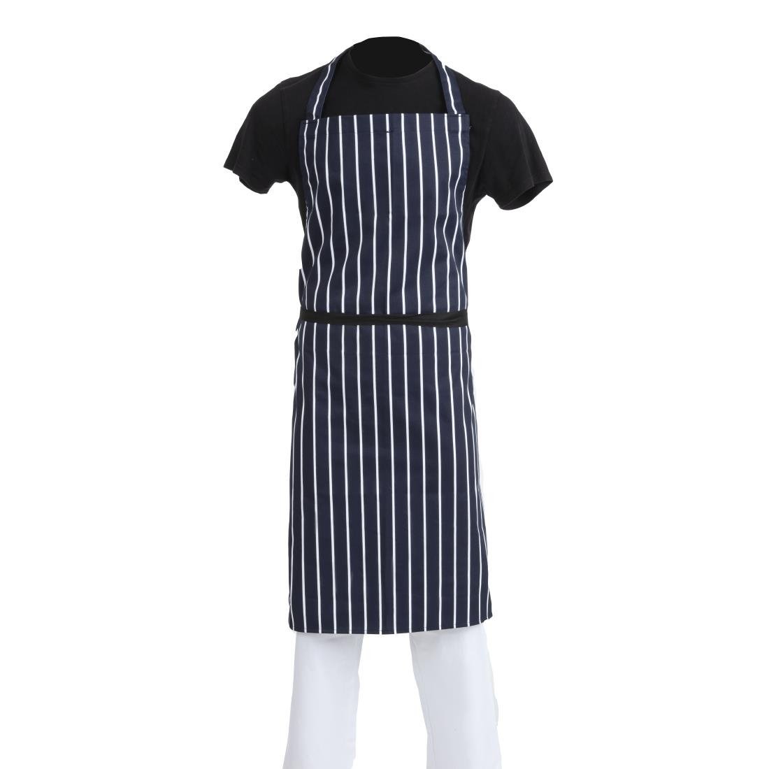 Whites Bib Apron Blue/White Butchers Stripe - 889 - 1016mm A662 - Whisk Hospitality - A662