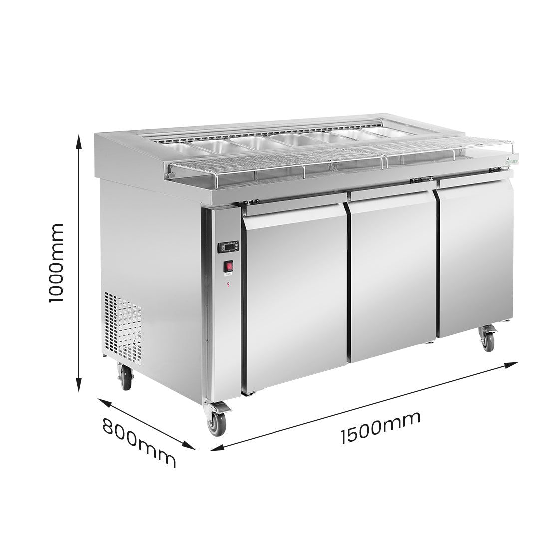 PWB150 three door DELUXE Pizza Prep Bench - Whisk Hospitality - PWB150