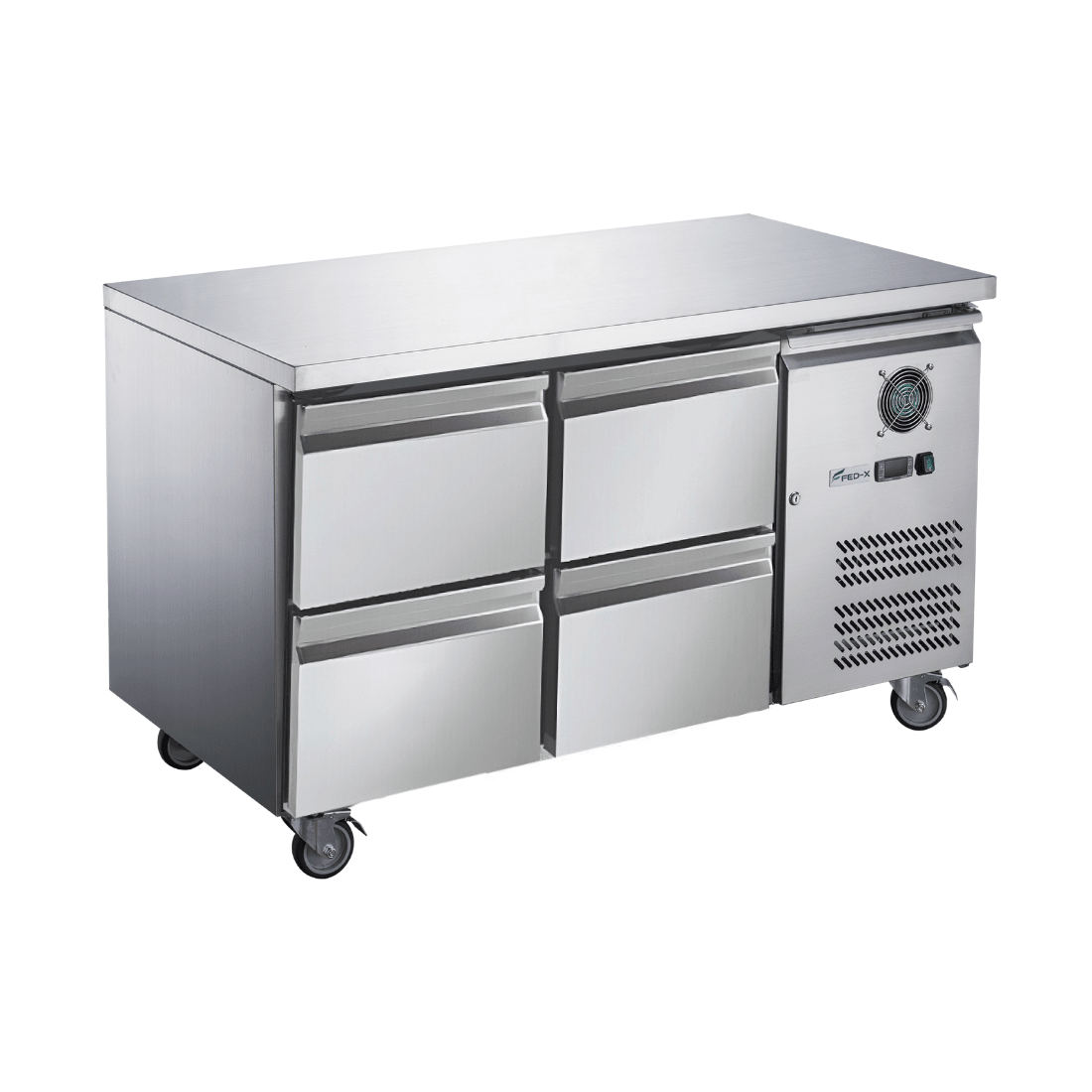 FED - X S/S Four - Door Bench Fridge with Drawers - XUB7C13S2D - Whisk Hospitality - XUB7C13S2D