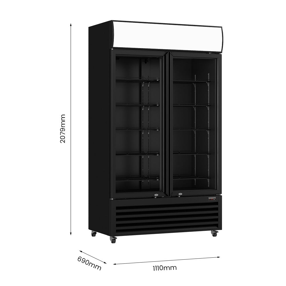 Thermaster Colourbond Upright Beverage Fridge 2 Doors Black - LG - 1000BP - Whisk Hospitality - LG-1000BP