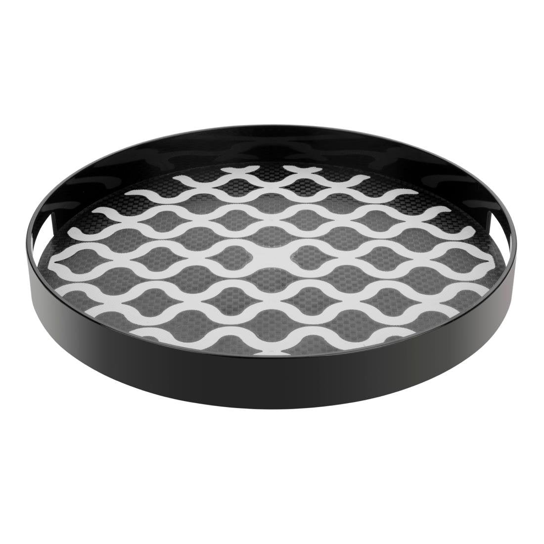Olympia Kristallon PC Round Non Slip Tray with Handles 355mm DP665 - Whisk Hospitality - DP665