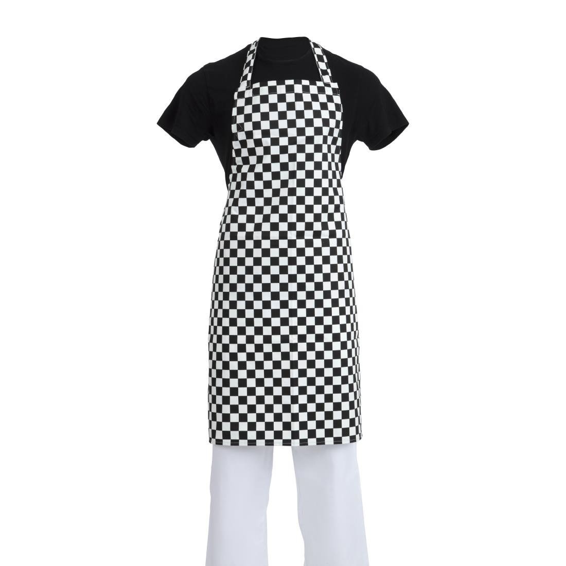 Whites Bib Apron Polycotton Black/White Check A275 - Whisk Hospitality - A275