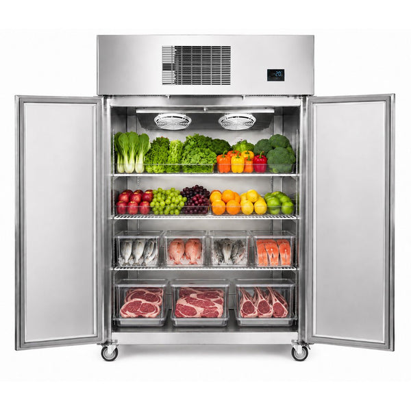 Thermaster 1000L Full-Width Double Glass Door Upright Display Freezer SFWFG1000 - Whisk Hospitality - SFWFG1000
