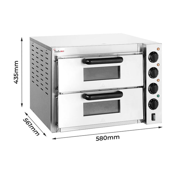 BakerMax Compact Countertop Double Deck Electric Pizza Oven EP-2T/15 - Whisk Hospitality - EP-2T/15