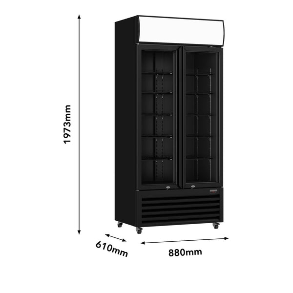 Thermaster Double Glass Door Colourbond Upright Drink Fridge - LG-580BP - Whisk Hospitality - LG-580BP
