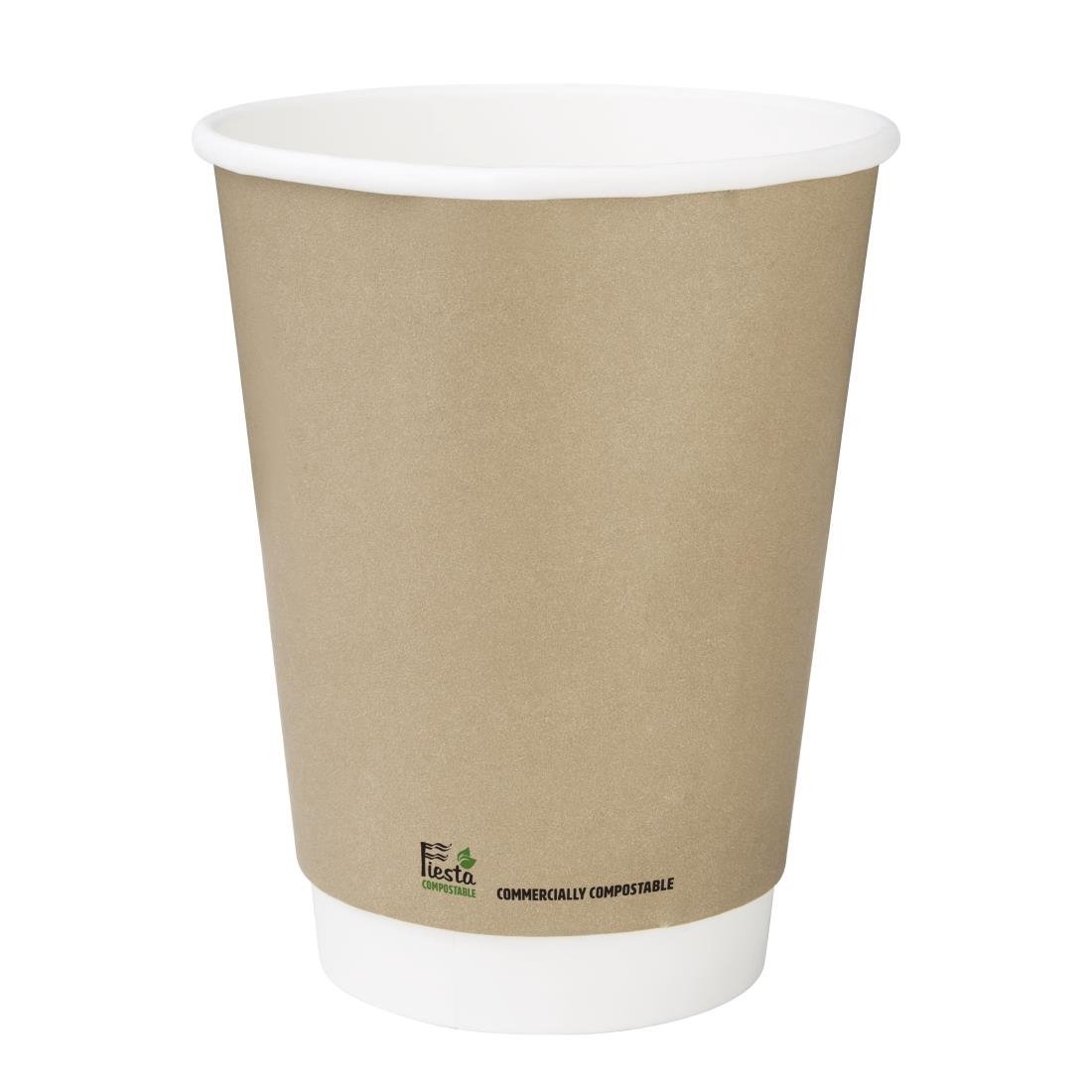 Fiesta Compostable Hot Cup Double Wall 'Kind' Kraft - 340ml (Box 500) CU986 - Whisk Hospitality - CU986