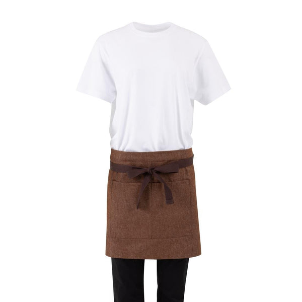 Southside Waist Apron Denim Tan (Brown Ties) - 700x430mm BA121 - Whisk Hospitality - BA121