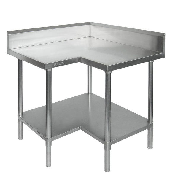0900 - 7 - WBCB - Economic Corner Workbench,100mm Splashback & Undershelf 900x900x900mm - Whisk Hospitality - 0900-7-WBCB