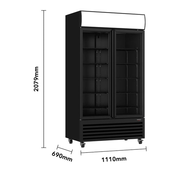Thermaster Colourbond Upright Beverage Fridge 2 Doors Black - LG-1000BP - Whisk Hospitality - LG-1000BP